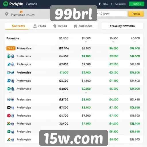 Promoções e bônus disponíveis na plataforma 99brl